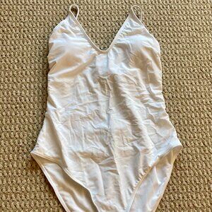 Tempt Me Womens V-Neck One Piece Swimsuit High Cut Strapless Size 2XL White